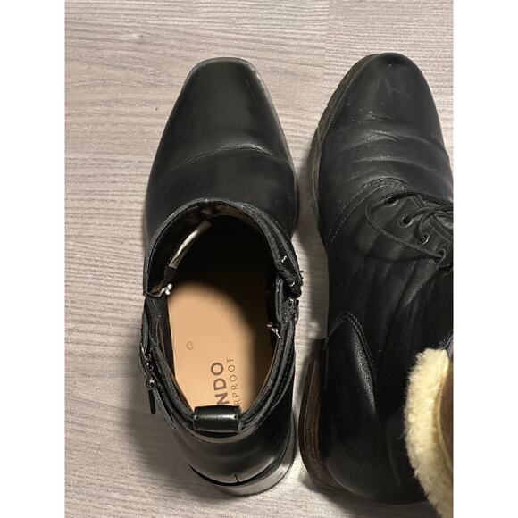 Santana Canada VTG Black Leather Sherpa Lined Boots Mid Calf Winter Biker 8.5 - Picture 9 of 14